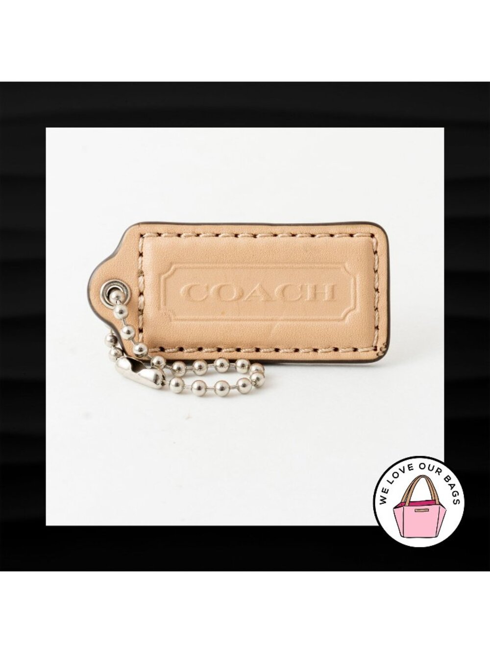 2.25" Medium COACH BEECHWOOD TAN LEATHER KEY FOB BAG CHARM KEYCHAIN HANGTAG TAG - Picture 1 of 1
